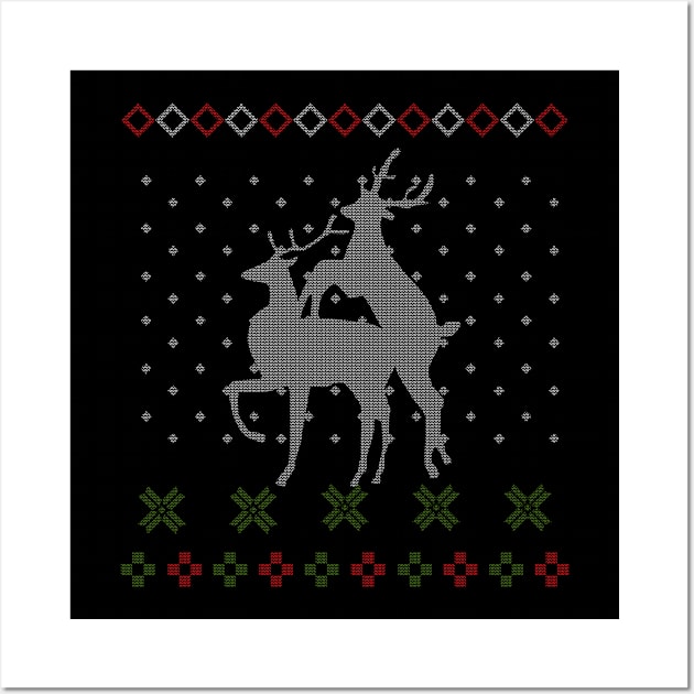 Reindeer Make Love Sexy Funny Ugly Christmas Wall Art by CrissWild